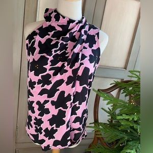 DVF Bowman Top Dove Bloom Pink Print. Size 6 NWT